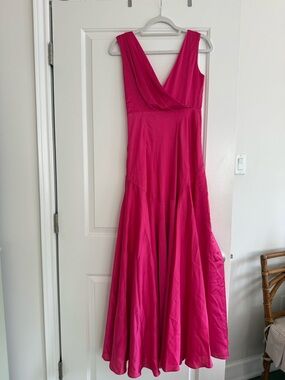 Fuchsia V-Neck Sleeveless Maxi Dress